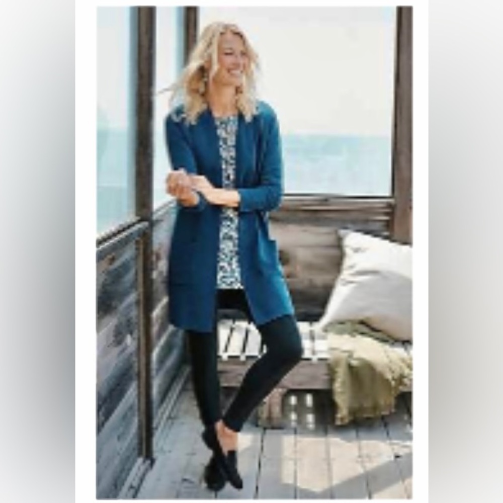 J.Jill Refined two-pocket cardigan sweater Oxford blue 2X NWT
